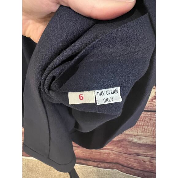 Vintage *NWT* Adele Simpson 100% Wool Navy Blue Button Detail Midi Dress Size 6 - Picture 4 of 5